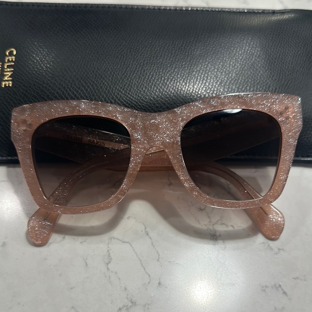 Celine Pink Oversized Sunglasses with Glittery Frame